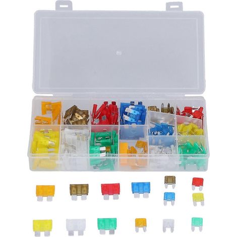 Assortiment de 220 fusibles automobiles (moyens/petits, fusibles à lames PES) avec clip, 32 V