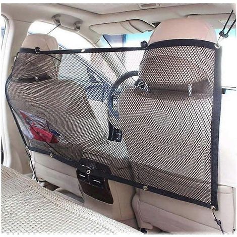 Filet de sécurité pour animaux de compagnie en voiture, barrière de protection pour chien, siège arrière, avec crochets et sangles, 115 x 62 cm (1/4)