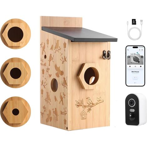 Nichoir Oiseaux Exterieur, Nichoir Oiseaux a Fabriquer, Maison Oiseaux à Suspendre, Cabane Oiseaux Anti-pic à Construire, Nichoirs Bois pour Mésanges, Moineaux et Perruches à Longue Queue, E