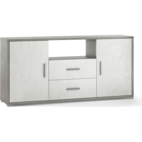 Sideboard mit zwei Türen und zwei Schubladen White Cement 174x41x h84 cm