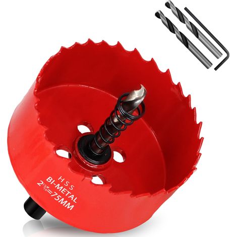 Scie Cloche Bi-métal 75 mm, M42 HSS Bimétallique Scie Trèpan, avec Adaptateur de Tige Triangulaire et Foret de Centrage, pour le Bois, Métal Mou, Plastique, Verre, Carrelage, Céramique (1/5)