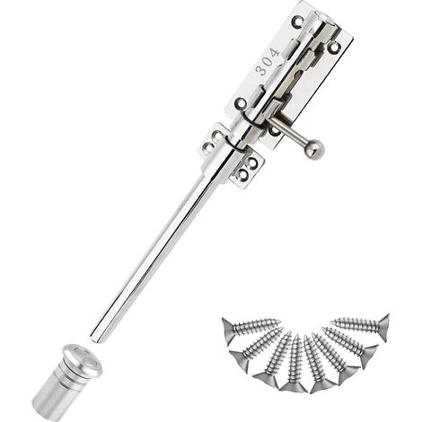 Verrou coulissant pour portail - Solide - En acier inoxydable 304 - Pour charge lourde - Verrou de sécurité - Accessoire de portail renforcé avec boîte à poussière - Pour grange, clôture, abri de (1/5)