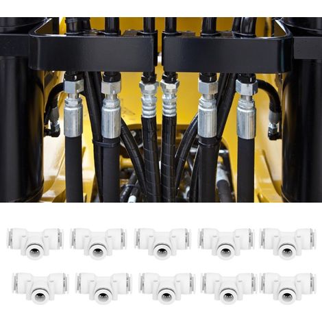 PEG12-10 weiß vernickelte T-förmige Reduzierstücke für Pneumatik, verkauft in Packungen mit 20 Stück. (1/5)