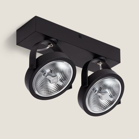 Faretto LED 30W CREE da Superficie Orientabile AR111 Regolabile Nero 4000K Bianco Naturale