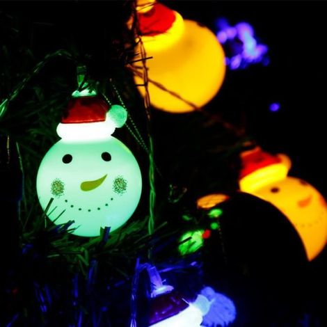 Guirlande lumineuse 20 LED Lampes de Noël Lumière bonhomme de neige,intérieur extérieur Éclairage Décor Veilleuses 220cm (1/4)
