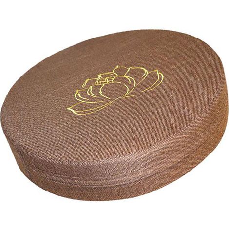 Coussin de méditation rond en mousse rigide, coton et lin, déhoussable et lavable, confortable, pour balcon, salon ou tatami, marron. (1/5)