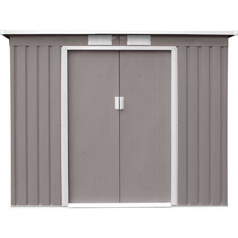 Hattoro – Abri de jardin métal 213x130x173 cm – Tôle d'acier galvanisée – Toit en appentis pour drainage efficace – Double porte coulissante