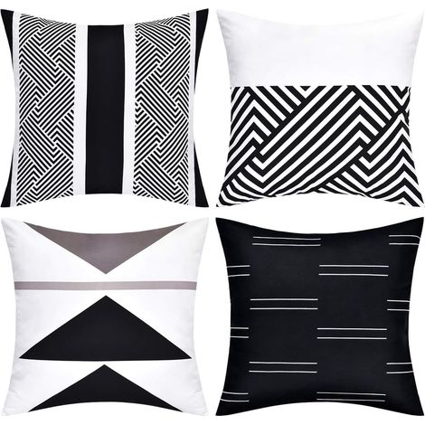 Housses de coussin décoratives géométriques modernes, ensemble de 4, pour lit, canapé, bureau.