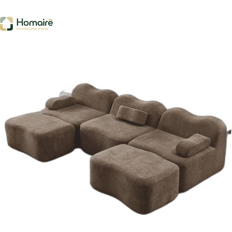 Canapé modulable en velours marron avec accoudoirs 288 x 167 x 70 cm HOMAIRE (1/5)