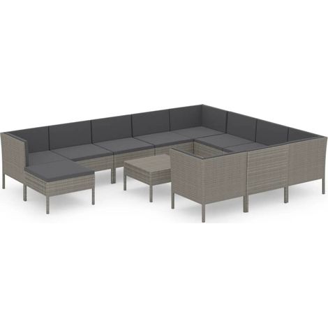 Maison Exclusive - 12-tlg. Garten-Lounge-Set mit Auflagen Poly Ra