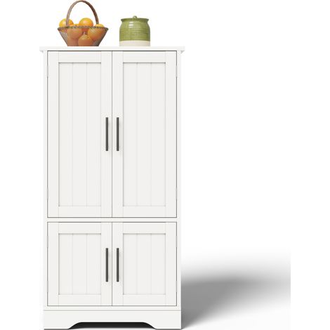 Armoire de cuisine blanche 120x60x40 cm avec éclairage LED à capteur, 4 portes, étagères ajustables (1/5)
