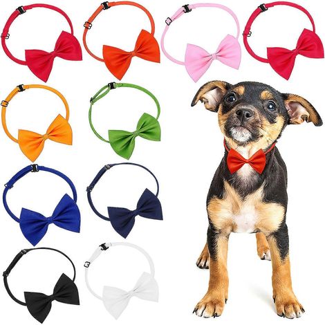 Colliers pour animaux de compagnie, nœuds papillon en tissu pour chiens, 10 pièces, nœuds papillon réglables (1/5)
