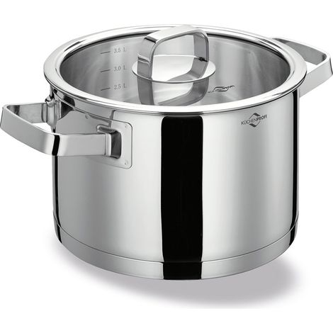 Kuchenprofi San Remo Topf mit Deckel, Edelstahl/Glas, 3,5 l, Durchmesser 20 cm