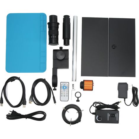 Kit caméra microscope industriel 24MP 180X monture C, éclairage LED intégré, pour soudure BGA PCB et réparation téléphone, AC100-240V prise US. (1/5)