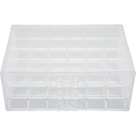 Boîte de Rangement pour Bijoux 3 Étages 72 Cases - Organisateur Acrylique Transparent avec Couvercle Anti-Poussière pour Boucles d'Oreilles, Colliers et Bagues (1/5)