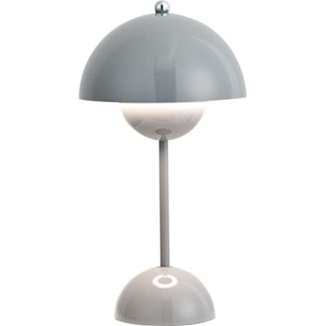 Lampe de table nordique danoise en forme de bouton de fleur, idéale pour une chambre nuptiale, une chambre à coucher, un bureau ou comme lampe de chevet (rechargeable), grise.