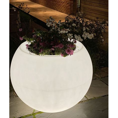 Pots de fleurs rond sphérique xxl speranza 325l éclairant- lot de 2 (1/4)