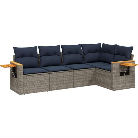 Maison Exclusive - 5-tlg. Garten-Sofagarnitur mit Kissen Grau Pol
