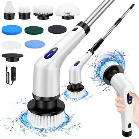 Spazzola elettrica per la pulizia senza fili - DAYPLUS - 10 teste - Manico estensibile 25–132 cm - Batteria 1500mAh