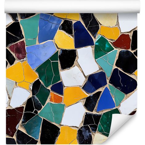 Papier peint mosaïque coloré aux tons mer et or pour salon et chambre 50x1000 cm (1/5)