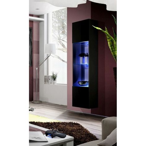 Vitrine murale - Fly - 40 cm x 170 cm x 29 cm - Noir - Livraison gratuite
