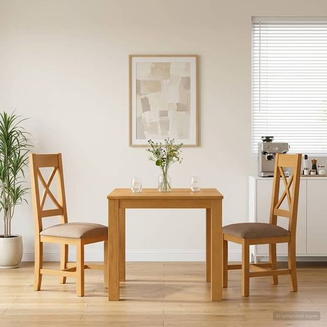 vidaXL Ensemble de salle à manger 3 pc Gris Bois de chêne massif (1/5)