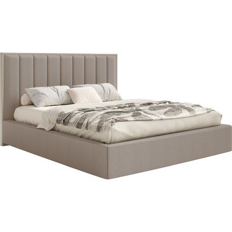 Selsey TOGENTS – Lit tapissé avec coffre 160×200 – chenille – brun