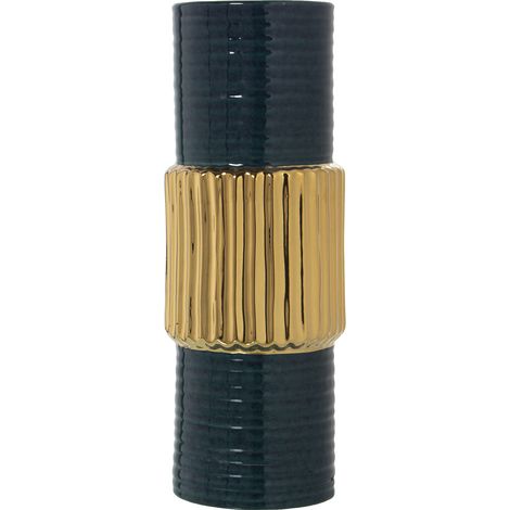 Dunkelgrüne Keramikvase/Golden 15x39cmpour alle Stile, um zu Hause eine Note zu verleihen (1/5)