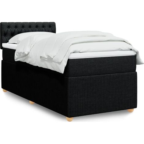 Lit simple - 100x200 cm, Sommier à lattes de lit avec matelas Noir Tissu WFE339718 Maison Chic (1/5)
