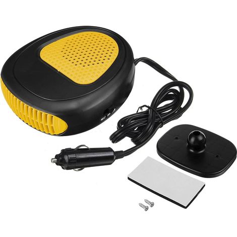 Tragbare elektrische Autoheizung, Gleichstrom-Heizlüfter, Entfroster, Entfroster, 12/24 V, Gelb, 12 V