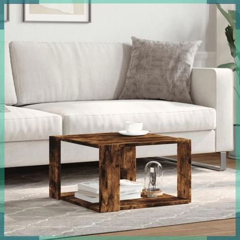 Table basse - 848140 - chêne fumé - bois d'ingénierie - carré 51,5x51,5x30 cm (1/5)