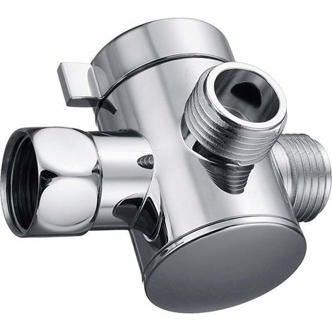[NEVER USED] 3-Way Shower Diverter Valve Mount G1/2 Handheld Shower Arm Diverter Splitter Polished Chrome Bathroom Shower System Replacement Part Attachment (1/4)