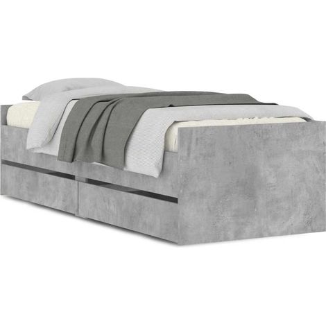 Maison Exclusive - Bettgestell mit Schubladen Betongrau 90x190 cm (1/5)