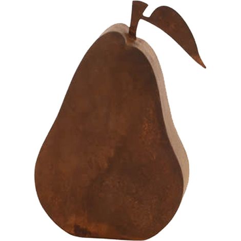 Poire Décorative en Métal Rouillé 3D pour Jardin et Maison - Sculpture Rustique - 30 x 22 cm - PANGIVO