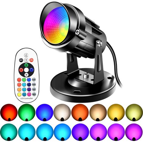 Spot Led - 6 W - Rgbw - Commande À Distance Radiofréquence - Pour Éclairage Intérieur D'Œuvres D'Art - Câble 1,8 M - Interrupteur Au Sol - Base Incluse - Lot De 1 (1/5)