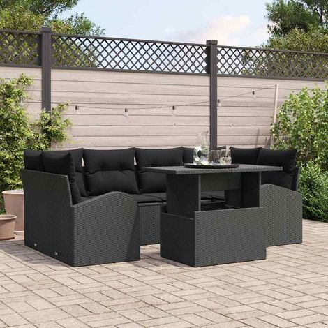 vidaXL Set Divano da Giardino 7 pcs Nero Rattan in Polipropilene (1/5)