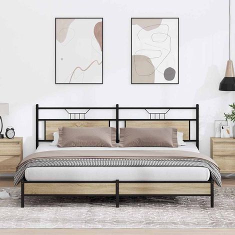 Metallbett ohne Matratze Sonoma-Eiche 200x200 cm vidaXL (1/5)