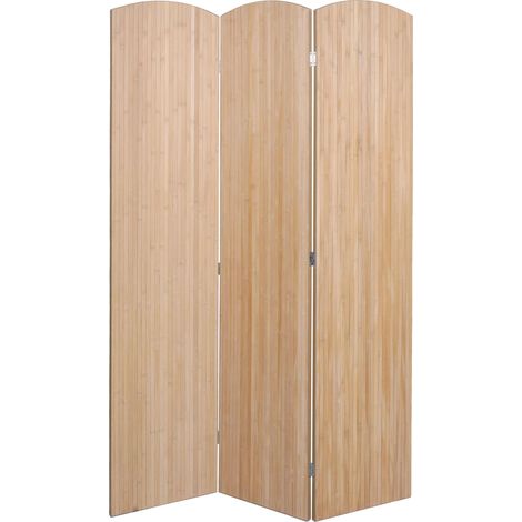 Paravent en bambou HWC-O30 cloison de séparation pare-vue pliable 3 panneaux 170 x 120 cm (1/5)