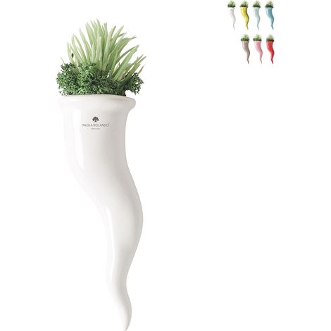 Plante succulente en pot cornet en céramique Paola Rolando Partenope - Blanc