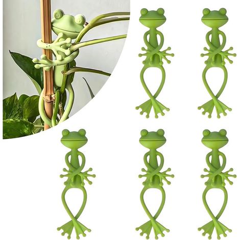 Ensemble de 5 supports pour plantes grimpantes en forme de grenouille, pour plantes de jardin et pots de fleurs (1/5)