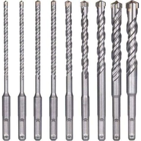 Punte per trapano per calcestruzzo, 9 pezzi (5 mm 16 x 160 mm), punta per trapano a percussione elettrico SDS-Plus, punte trasversali per mattoni, pietra, legno naturale, metallo, di Crezuo-Crezuo