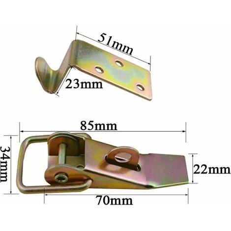 Fermoir a Levier 4 Pièces Fermeture à Ressort Loquet Bascule Petit Verrou de Tension Serrure à Pression Serrure à Levier Serrure de Boîte Fermoir en Acier Inoxydable pour Coffret Boîte (1/4)