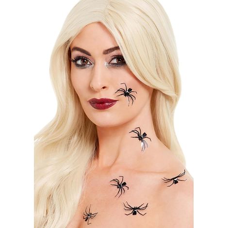 Smiffys Make-Up FX - 3D Spider Stickers - Black - 6pcs - 50817