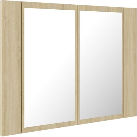 Mueble de baño con espejo LED roble sonoma 60 x 12 x 45 acrílico 020006747 (1/4)