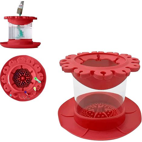 Gobelet de rinçage pour pinceaux, porte-pinceaux et système de nettoyage en silicone pour acrylique, idéal pour les beaux-arts, l'atelier et la salle de classe (1/3)