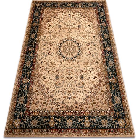 Wool carpet OMEGA Adagio Vintage, rosette emerald beige 170x235 cm