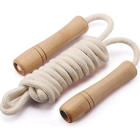 Verstellbare Springseil für Kinder, 260cm Springen Seil mit Holzgriff und Regenbogen-Springseil, ideal für Fitness Training/Spiel/Fett Brennen Übung