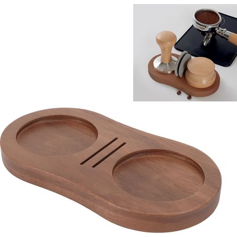 Soporte de madera para sellos de café [nogal] Base universal para sellos 51 mm 53 mm 58 mm (1/5)