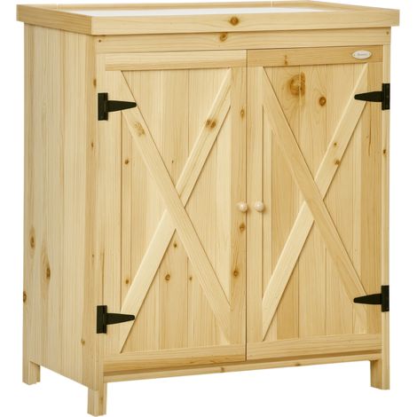 Armoire Jardin Dalías Table Rempotage 2 en 1 Bois Sapin Métal Galvanisé (1/5)