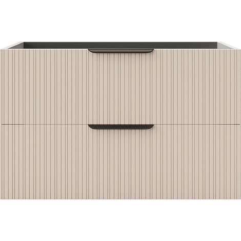 Mobile sotto lavabo sospeso con scanalature - Beige - 80 cm - DALIKO (1/3)